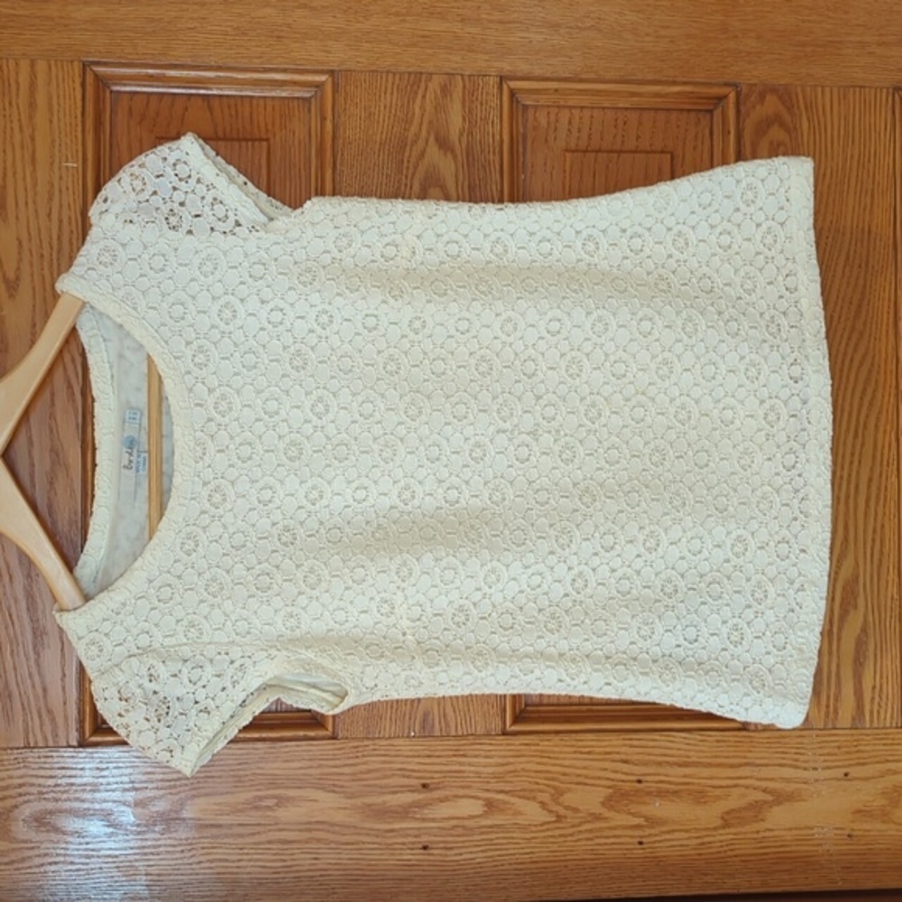 Broderie cap sleeve top-eggshell white